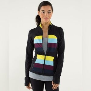 Lululemon Forme Jacket *Cuffins - Pow Stripe Split Pea / Black PTP 17”